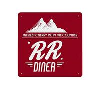 Twin Peaks Cherry Pie RR Diner Tin Sign Metal Iron Wall Painting Sign Retro Porch Hanging Warning Sign House Wall Decoration Signboard 12x12inch