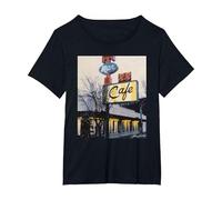 Twin Peaks Double R Diner Vintage Picture T-Shirt, Women's Plus, Black, 1X