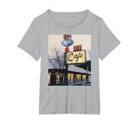 Twin Peaks Double R Diner Vintage Picture T-Shirt, Women's Plus, Heather Grey, 1X