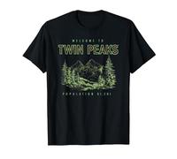 Twin Peaks Souvenir Welcome to Twin Peaks TV Show T-Shirt, Men, Black, Large