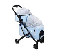 Twin Pet Stroller with Detachable Travel Cart Carrier, Premium Double-Layer Design for Multiple Pets, Ideal for Two Cats or Dogs