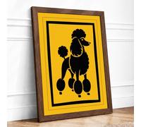 Twin Poodles Modern Framed Wall Art Print A2 (59.4×42cm) Walnut, Wall Decor for Living Room, Bedroom, Office & Home, Ready to Hang, Art Gift