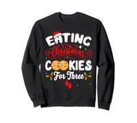 Twin Pregnancy Eating Christmas Cookies For Three Funny Xmas Sweatshirt