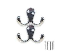 Twin Robe Hat and Coat Hook Silver Plated Coat Dress Robe & Bath Towel Hook for Bathroom Bedroom Kitchen Office Hat Scarf Robe & Bag Pack of 2.