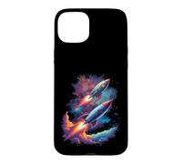 Twin Rockets Retro Spaceships in Deep Space Case for iPhone 15 Plus