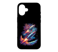 Twin Rockets Retro Spaceships in Deep Space Case for iPhone 16