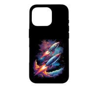 Twin Rockets Retro Spaceships in Deep Space Case for iPhone 16 Pro