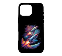 Twin Rockets Retro Spaceships in Deep Space Case for iPhone 16 Pro Max