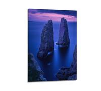 Twin Rocks Sea Wall Art, Mystical Print, Nature Poster, Enigmatic Canvas Picture Artistic Wall Mural Modern Hanging Decor Poster24x36inch(60x90cm)