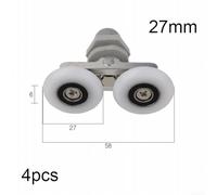 Twin Roller Wheels for Shower Doors, 4 Pieces Set with Plastic and Nylon Construction, Smooth Sliding with Stainless Steel Bearings, Suitable for Various Wheel Sizes (27mm)