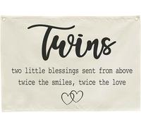 Twin Room Sign-Nursery Wall Decor-Rectangle Banner Flag Wall Decor Gifts for Baby Kids Newborn Nephew Bedroom Baby Room Door Sign Decoration-Christmas Gift-Twins Two Little Blessings-28.5"L×20"W