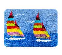 Twin Sails in the Breeze Latch Hook Kit for Adults & Kids 62x40cm, Complete DIY Rug Making Craft Kits with Yarn & Canvas and Crochet Needle, Adult Craft Kits for Women, Relaxing Home Art Project