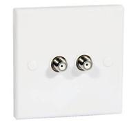 Twin Satellite F Connector Wall Outlet Plate