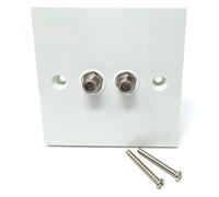 Twin Satellite, TV Outlet F-Type Male Screw Socket Connector, Wall Plate Faceplate, UK Standard, Single Gang, White (Twin F Socket, White)
