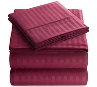 Twin Sheet Set - 3-Piece Striped Deep Pocket Twin Bed Sheets - Ultra-Soft & Wrinkle-Free Twin Size Bedding - Cooling Microfiber Twin Bed Sheet Set with 1 Fitted Sheet, 1 Flat Sheet, 1 Pillowcases