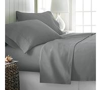 Twin Sheet Set, 4 Piece Microfiber Bed Sheets，Soft Flat Bed Sheets Cover, Hotel Luxury 1800 High Thread Count Comfy Sheets, 18" Deep Pocket Fitted Sheets, Wrinkle Free-Grey