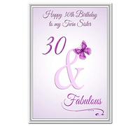 Twin Sister 30th Birthday Card - To my Twin Sister - Age 30 years old - Greeting - Happy Wishes for adult women - Blank inside to write your own special message