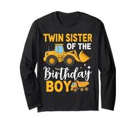 Twin Sister of The Birthday Boy Construction Trucks Long Sleeve T-Shirt