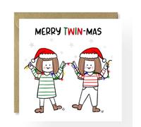 Twin Sisters Christmas Card, Merry Twin-mas, Xmas Card for Twin Sister, For Twinny, For Her