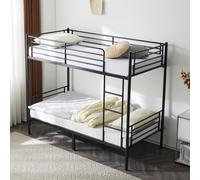 Twin Size Bunk Bed Metal Bed Frame for Kids with Stairs & Guardrail