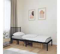 vidaXL Metal Bed Frame with Headboard White 75x190 cm 2FT6 Small Single UK NEW