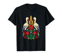 Twin Storks Poppy Wheat Folk Art T-Shirt