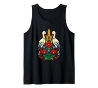 Twin Storks Poppy Wheat Folk Art Tank Top