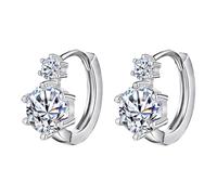 Twin Stud Earrings with Wide Classic 2 Six Design 80s Style Earrings for Women