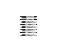 Twin Tip Permanent Marker Pens - Black Ink - Pack of 8 - Fine & Ultra Fine Tips