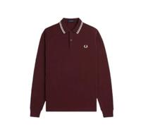 Fred Perry M3636 Twin Tipped Long Sleeve Polo Shirt - Oxblood - S - Menswear S
