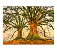 Twin Trees Painting Unframed Art Print Poster Wall Decor 12x16 inch