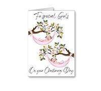 Twin Twins Christening Card Baby girls girl Baptism