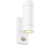 Twin Up & Down Wall Light - PIR Sensor - 2 x 7W GU10 LED - Gloss White