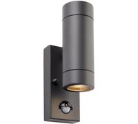 Twin Up & Down Wall Light with PIR Sensor - 2 x 7W GU10 LED - Anthracite Grey Loops Grey One Size