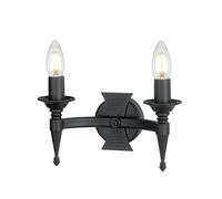 Twin Wall Light Beaten Metal Panels Separate Candle Holders Black LED E14 60W