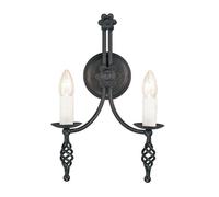 Twin Wall Light Hand Crafted Flower Design Black LED E14 60W