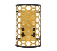 Twin Wall Light Hexagonal Laser Cut Steel Pattern Black Sunset Gold LED E14 60W