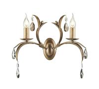 Twin Wall Light Lily Leaves Smoked Cut Glass Deoplets Bronze Patina LED E14 60W
