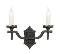 Twin Wall Light Sconce Double Wrought Iron Black LED E14 60W Bulb
