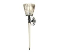 Loops Twin Wall Light Sconce IP44 Ribbed Glass Integral LED Polished Chrome G9 3.5W in Clear Loops Clear