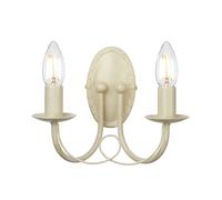 Twin Wall Light Sconce Looped Metal Drapes Double Ivory Gold LED E14 60W Bulb