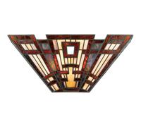 Twin Wall UpLight Tiffany Style Coloured Glass Shade Valiant Bronze LED E14 60W
