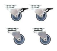 Twin-wheel swivel casters 50 mm grey TPR zinc plate 60x60mm 8 pcs 4 with brakes