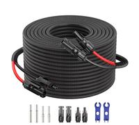 Twin Wire 5FT 10AWG Solar Extension Cable with Protection Cover, Solar Cable Extension Kit Solar Panel Connectors, IP68-Female and Male Connector, Solar Panel Cables for Home Boat RV Solar Panels