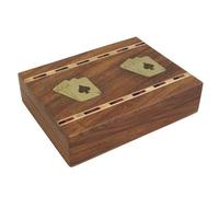 Twin Wooden Playing Card Box with Playing Cards Hand Made with 3 Wood Inlay