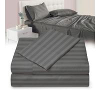 Twin XL 100% Microfiber Damask Grey Stripe 3 PC Sheet Set - Soft & Comfy - Twin Extra Long, 15" Deep Pocket, 39" x 80" Great for Dorm Room, Hospital and Split King Beds (TXL, Grey Stripe)