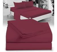 Twin XL 100% Microfiber Double Brushed Sheet Set - Extra-Soft & Wrinkle-Free - 15" Deep Pockets, 39" x 80" - Ideal for Dorms, Hospitals & Split King Beds - 3 PC Set (Twin XL, Burgundy)