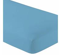 Twin XL 100% Natural Cotton Fitted Sheet, 15" Deep Pocket, Light Blue