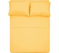 Twin XL Sheets Set 4 Piece - Hotel Luxury 1800 Bedding Sheets & Pillowcases - 1 Flat Sheet,1 Fitted Sheet and 2 Pillow Cases - Extra Soft Cooling Bed Sheets - Deep Pocket up to 16" (Yellow)