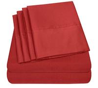 Twin XL Size Bed Sheets - 4 Piece 1500 Supreme Collection Fine Brushed Microfiber Deep Pocket Twin X-Large Sheet Set Bedding - 1 EXTRA PILLOW CASES, GREAT VALUE, Twin XL, Samba Red
